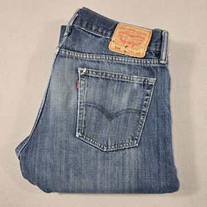 Levi's 514 Fitted Straight Leg Men's Jeans Size 34x34 Distressed Blue Denim